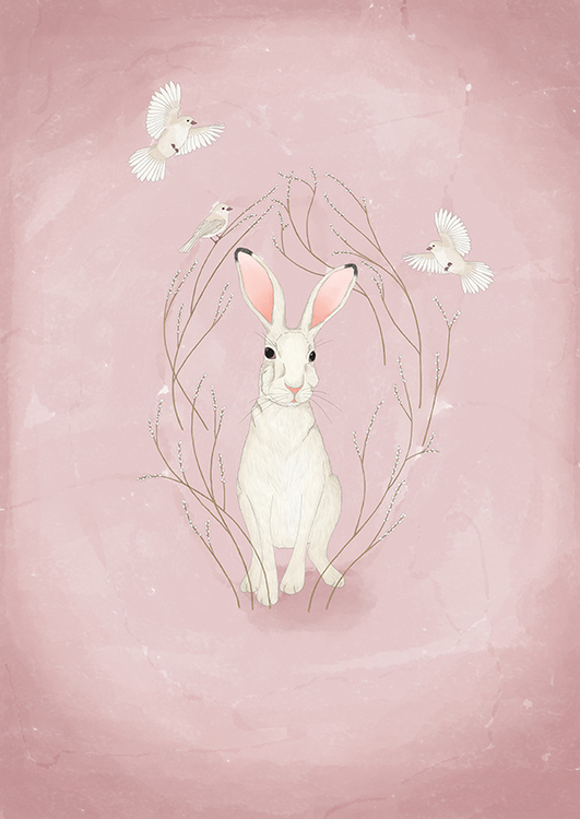 White hare - soft pink