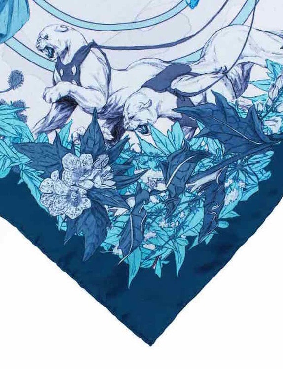 Soldiser blue silk scarf Norse Goddess Freya's Cats
