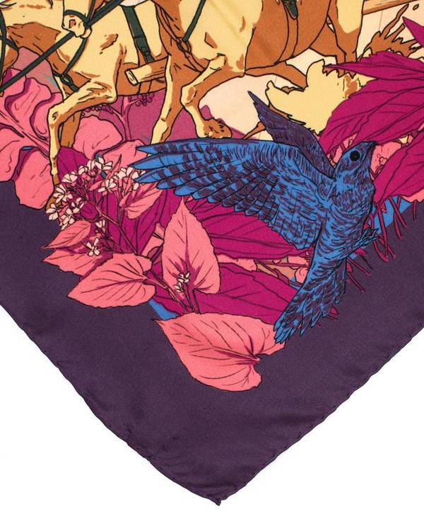 Soldiser designer silk scarf Goddess Night Coral hand rolled hems