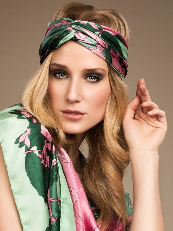 Soldiser Norse Goddess Gefjun green designer silk scarf