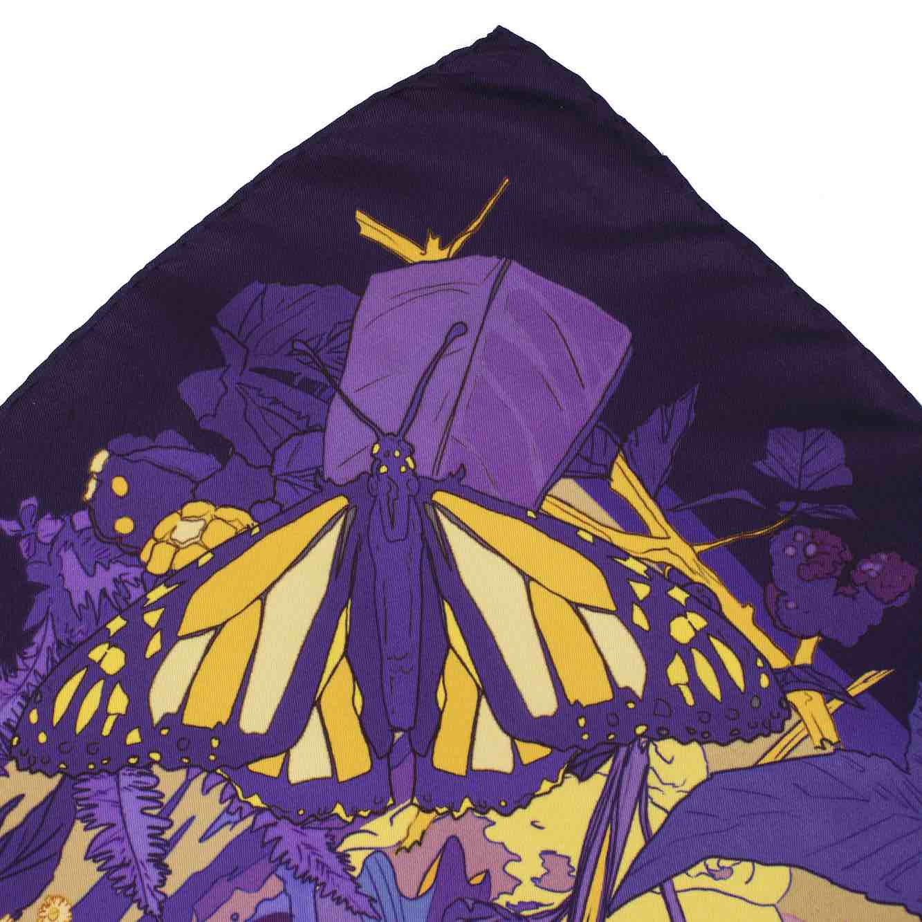 Soldiser Designer Goddess Gefjun Purple Silk Scarf Corner
