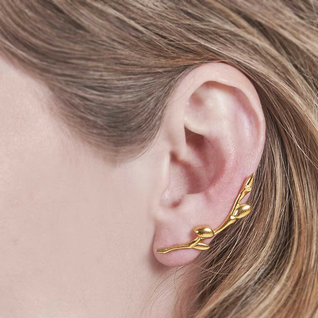 Soldiser Embla Gold Earring Right Side on Model