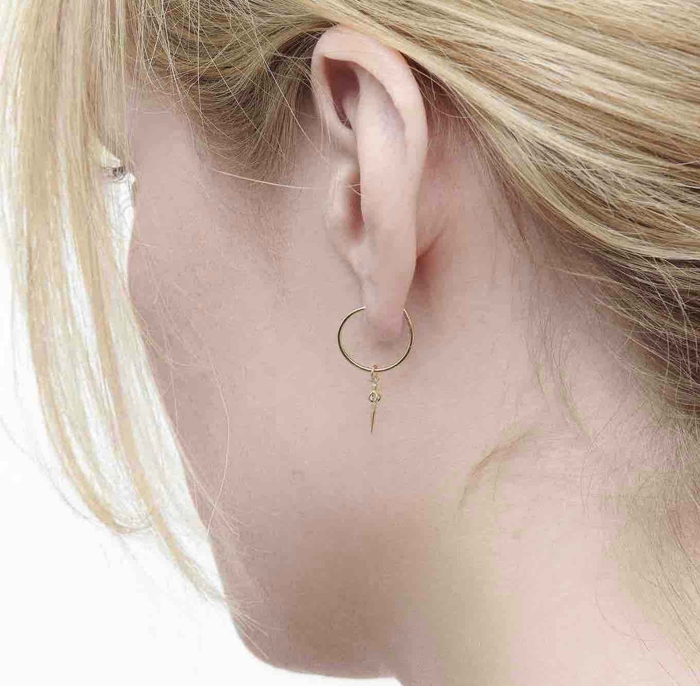 Soldiser Goddess Freya Mini Gold Earrings on model