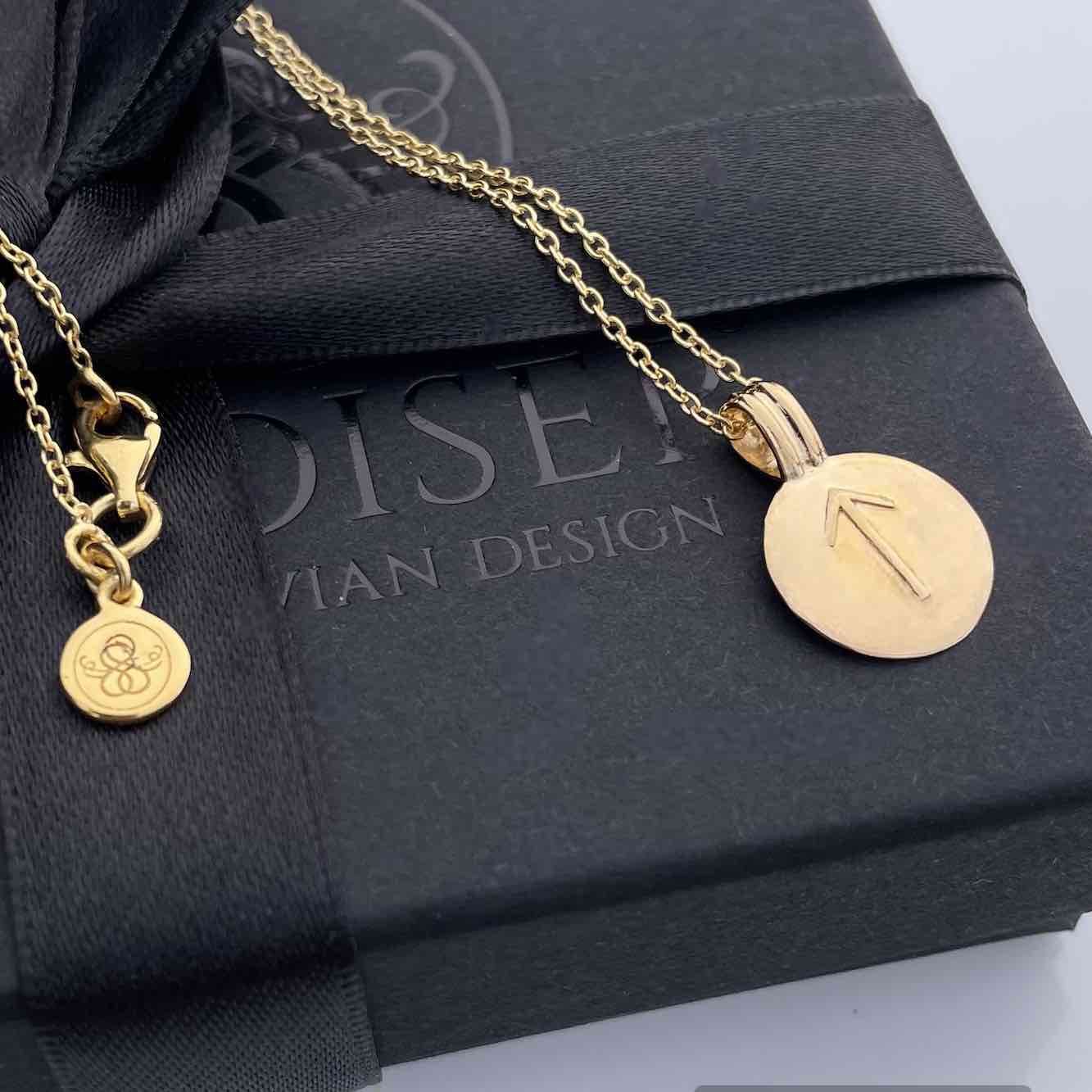 Soldiser Rune Pendant Tyr Gold Necklace with Gift Box