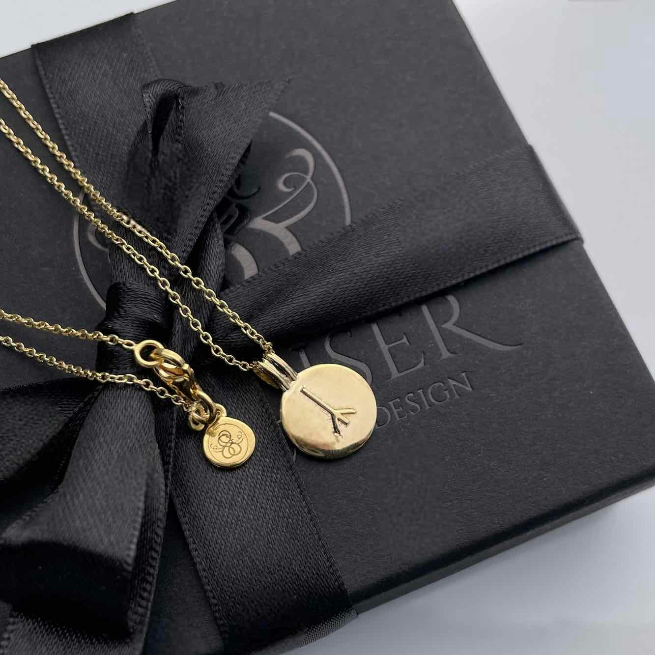 Soldiser Rune Pendant Yr Gold Necklace with Gift Box