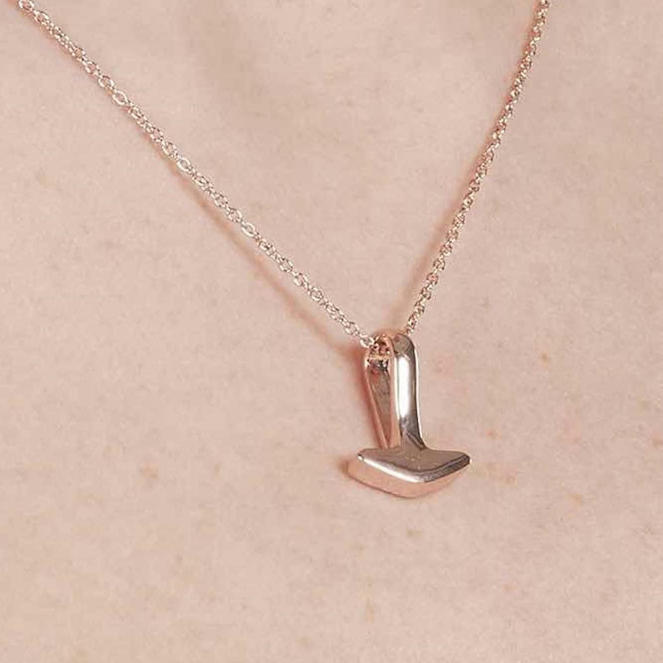 Soldiser Thor's Hammer Rose Gold Necklace on model zoomed in