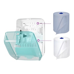Dispenser TORK W6 Tvättstat. turkos/vit