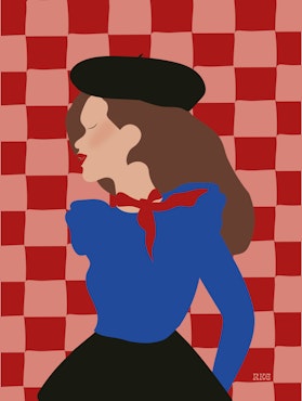 Scarf woman - Red & Blue