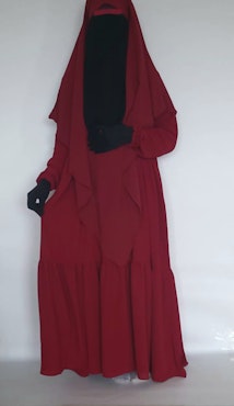 Abaya Set-Mou3mina Jazz. Vinröd