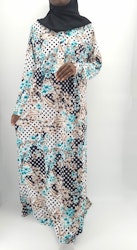 Abaya-Modest. Blå-blommig