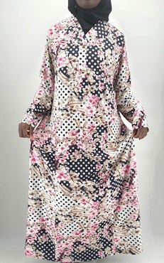 Abaya-Modest. Rosa-blommig