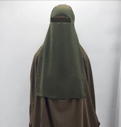 Singel-Layer Niqab med eller utan nässtring. Kaki