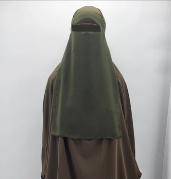 Singel-Layer Niqab med eller utan nässtring. Kaki
