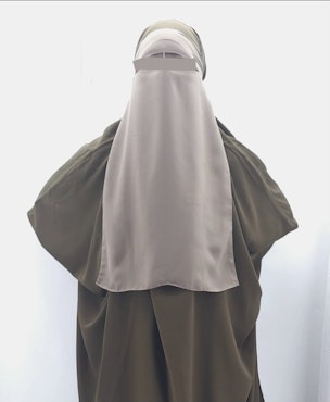 Singel-Layer Niqab med eller utan nässtring. Grå