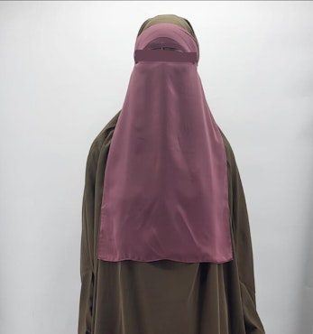 Singel-Layer Niqab med eller utan nässtring. Mörk rosa