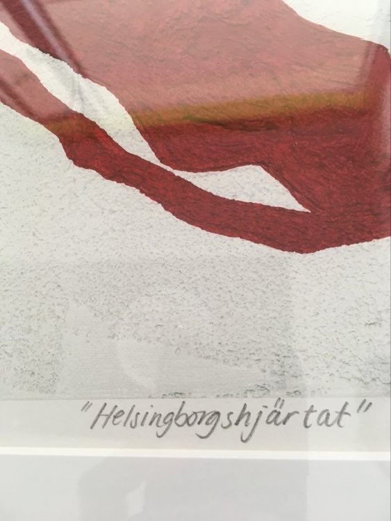 Närbild på ett hjärta från en tavla av C.Brüggmann. Konstnär från Helsingborg.