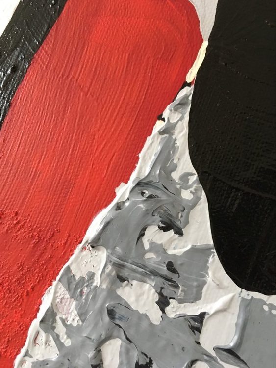 Cool tavla i rött, svart, vitt av svenska konstnärinnan C.Brüggmann bördig från Helsingborg.