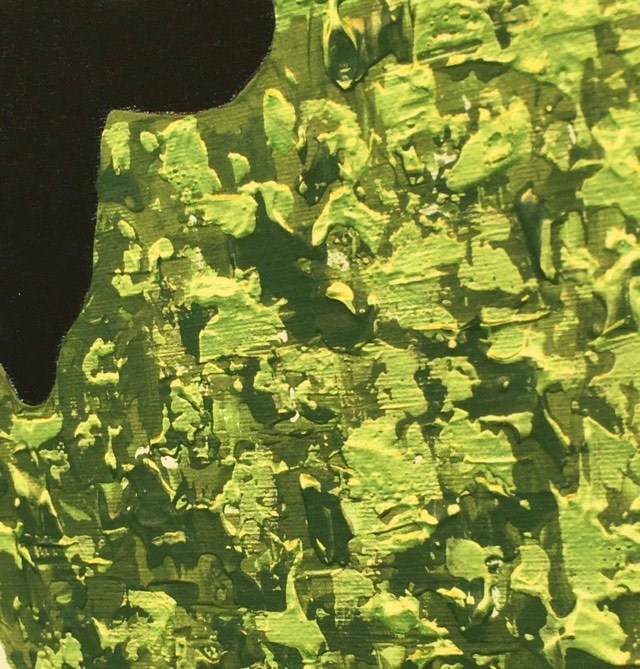 Originalmålningen är målad i gröna nyanser och metallicfärg för ett skimrande snyggt resultat.