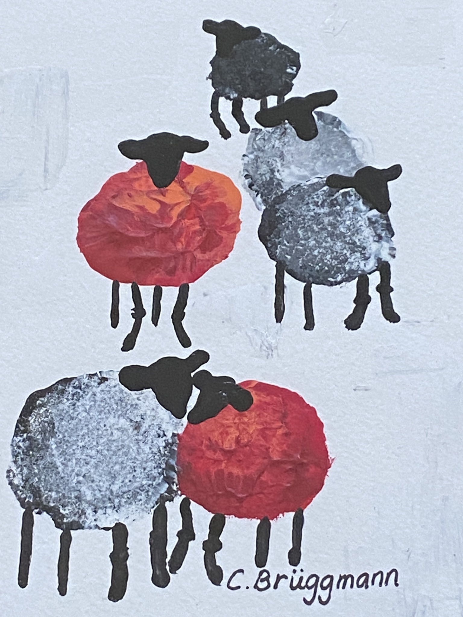 Gotlandslamm i kärlekens röda färg. Denna fårtavla och andra designade fårsaker kan köpas online på cbruggmann.se