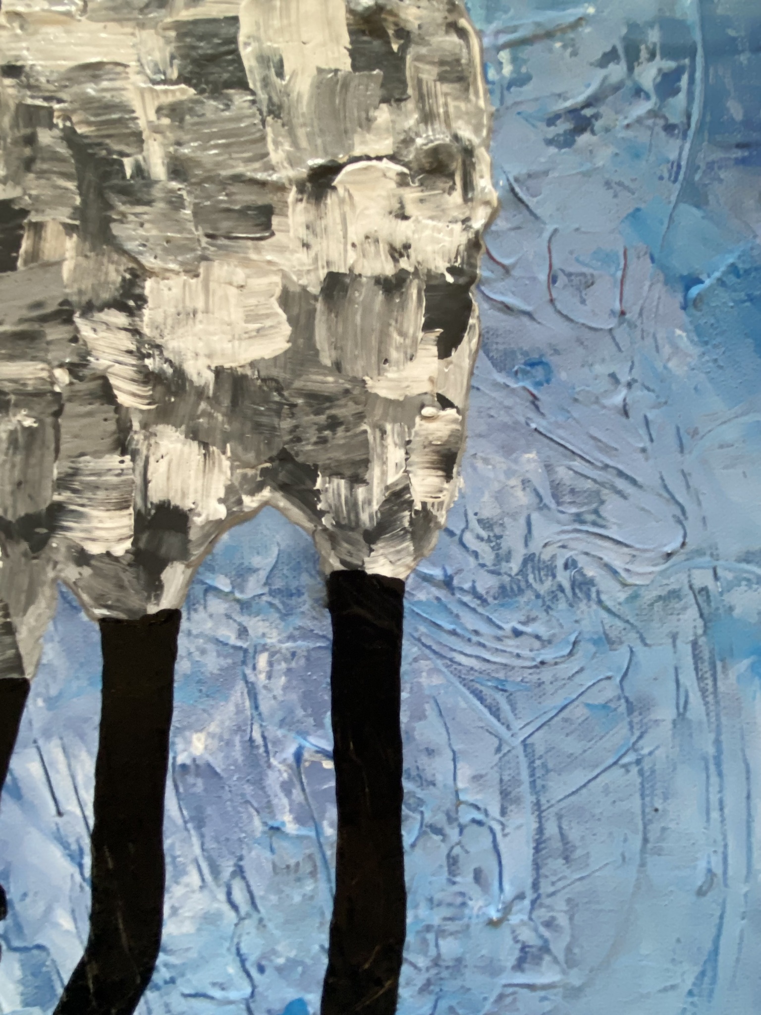 Fårmotiv på denna blå tavla och andra fårsaker med målade gotlandsfår köps online på cbruggmann.se