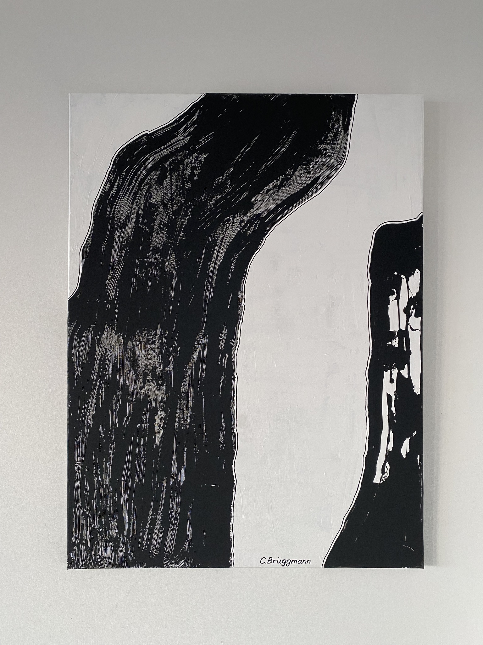 Abstrakt svartvit konst när den är som bäst! Stilren och snygg originalmålning av konstnär från Helsingborg i Sverige.