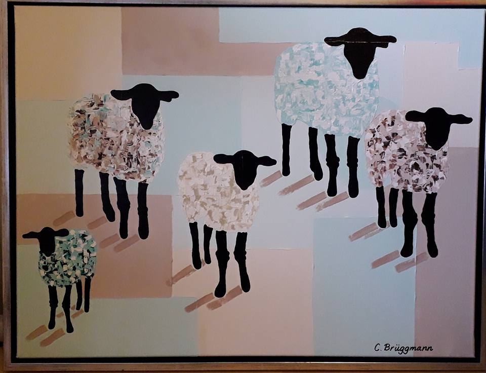 Tavla med får. Fårtavla till din vägg. Fårtavlor av C.Brüggmann som heter "Gotland Fårever"