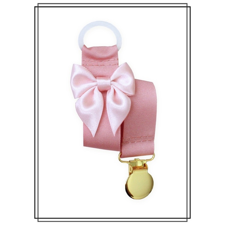 Gammelrosa napphållare med blekrosa rosett - guld