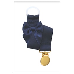 Marinblå napphållare med rosett - guld