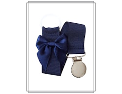 Marinblå napphållare med rosett - silver
