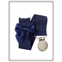 Marinblå napphållare med rosett - silver
