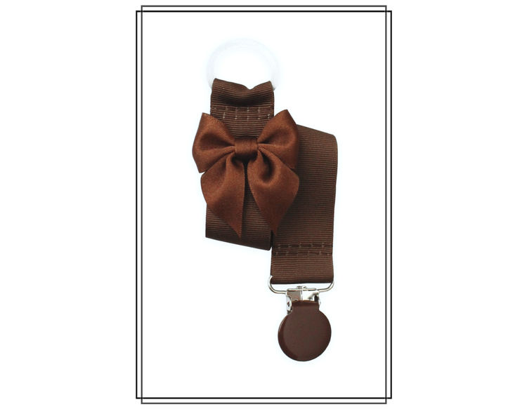 Brun napphållare med brun rosett - brunt clip