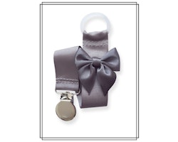 Grå napphållare med mörkgrå rosett - silver
