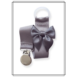 Grå napphållare med mörkgrå rosett - silver