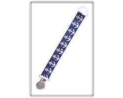 Marinblå napphållare med ankare - silver