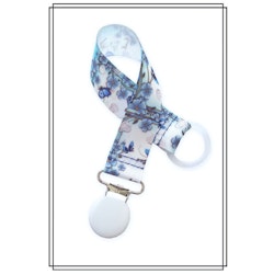 Napphållare med blå blommor - vitt clip