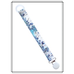 Napphållare med blå blommor - vitt clip