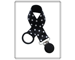 Napphållare svart med vita prickar - svart clip