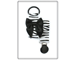 Napphållare zebra med svart rosett - svart clip