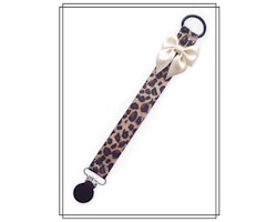Leopard napphållare med champagnefärgad rosett - svart clip