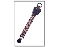 Leopard napphållare med svart rosett - svart clip