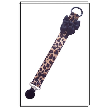 Leopard napphållare med svart rosett - svart clip