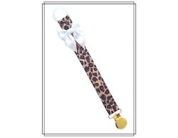 Leopard napphållare med vit rosett - guld
