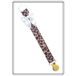 Leopard napphållare med vit rosett - guld