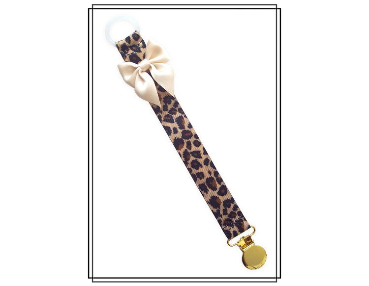 Leopard napphållare med champagnefärgad rosett - guld