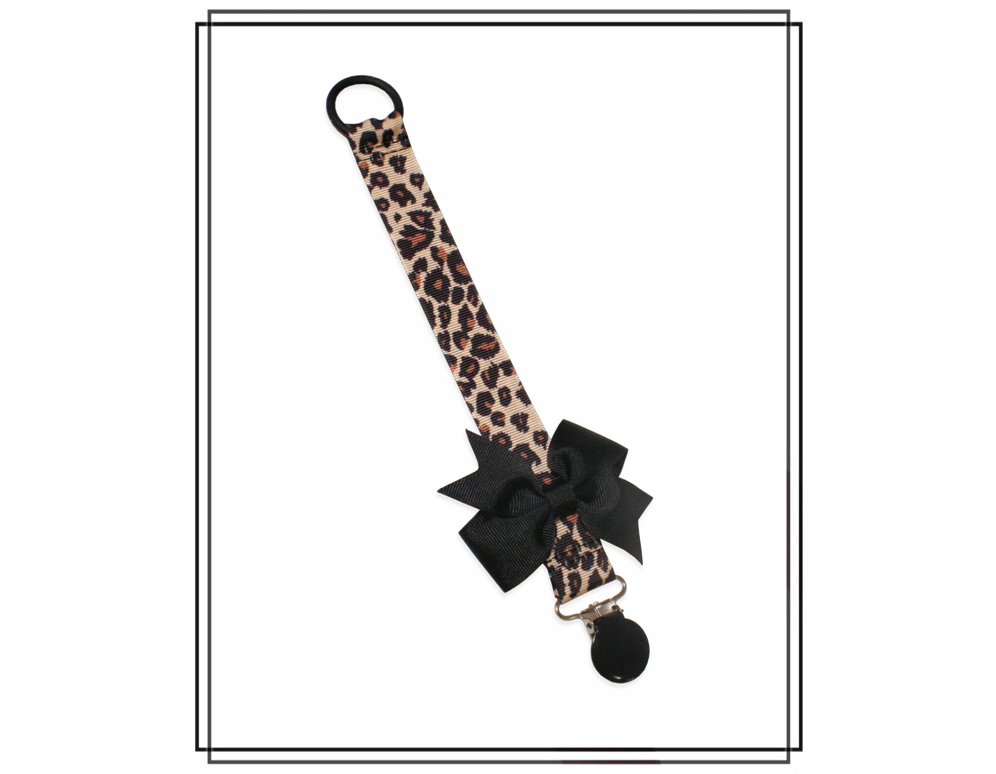 Leopard napphållare med svart Gerda-rosett