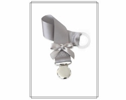 Grå napphållare med ljusgrå liten rosett - silver
