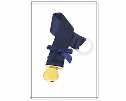 Marinblå napphållare med liten rosett - guld