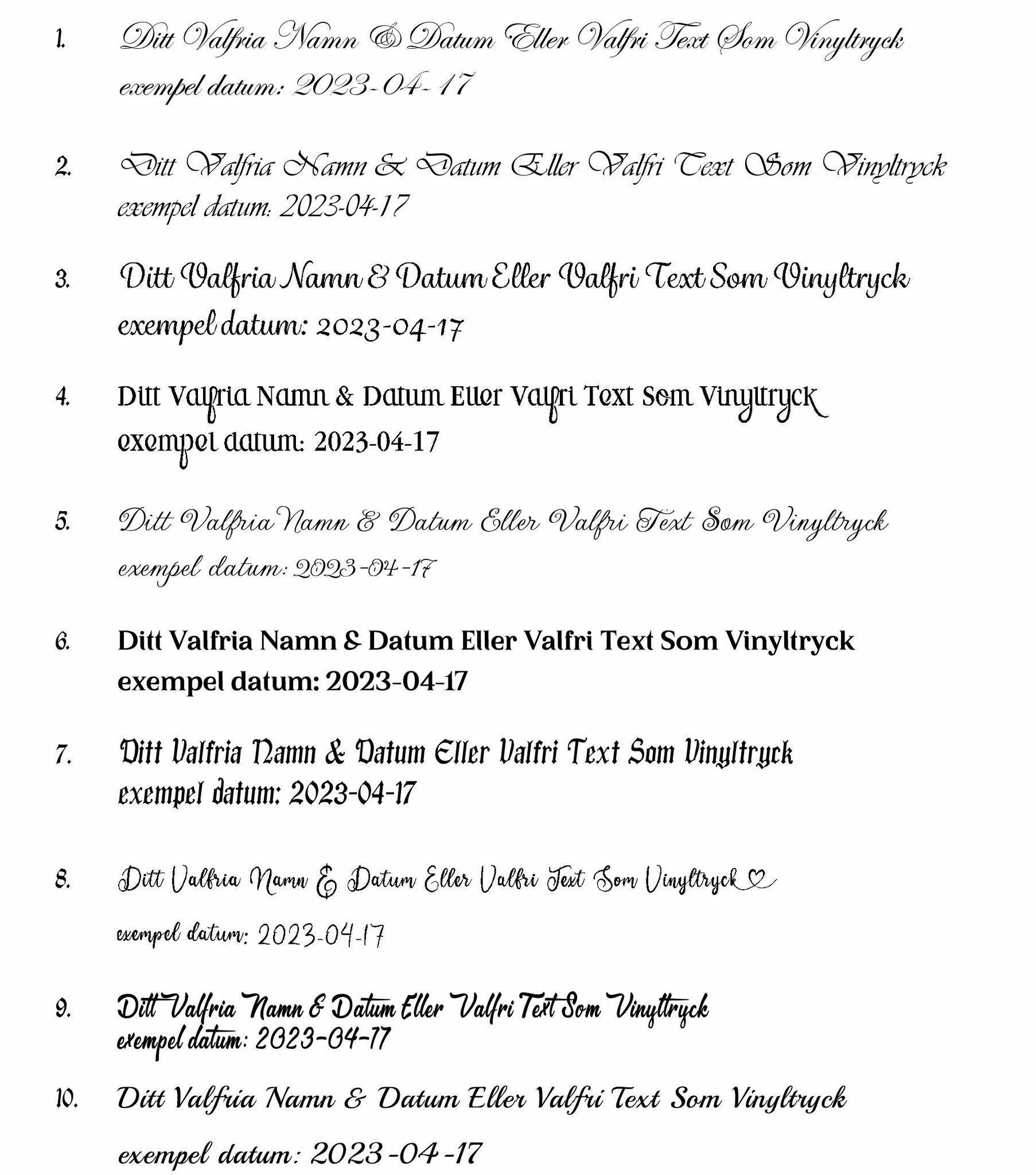 Vinyltryck EGEN TEXT - anpassad för satinband bredd 1,5 cm