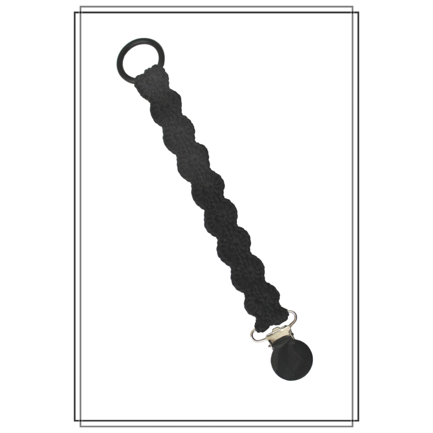 Napphållare vågigt virkad svart - svart clip