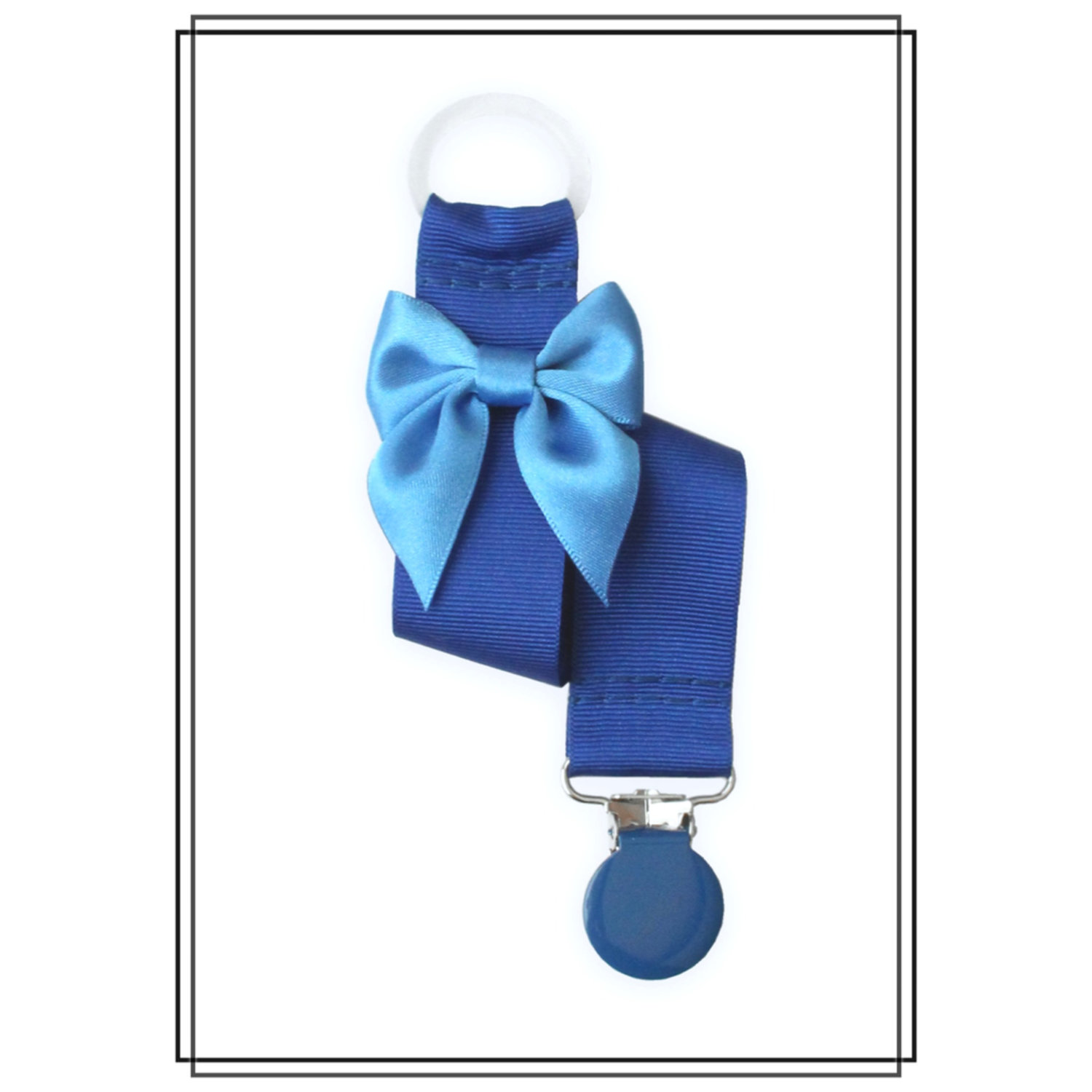 Blå napphållare med mellanblå rosett - blått clip